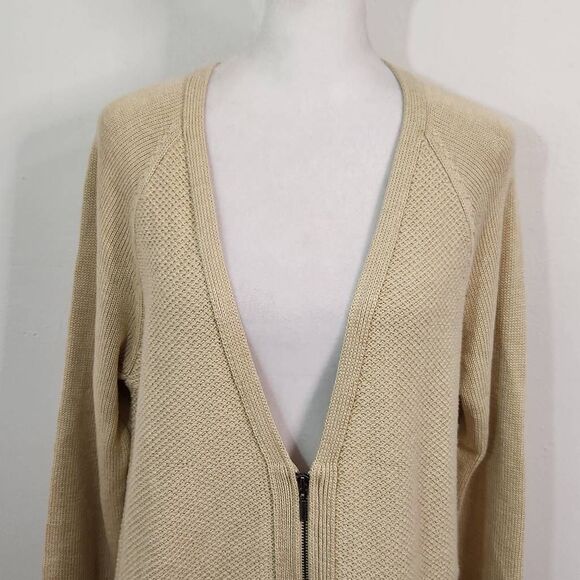 J. Jill Khaki Cardigan Size Small Tan Zip Front Cardigan Sweater - Picture 2 of 8